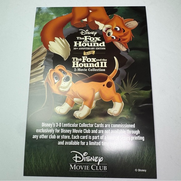 THE FOX AND THE HOUND 2 Movie 3D Lenticular Collector’s Card DMC RARE OOP 5x7in. - Picture 3 of 4